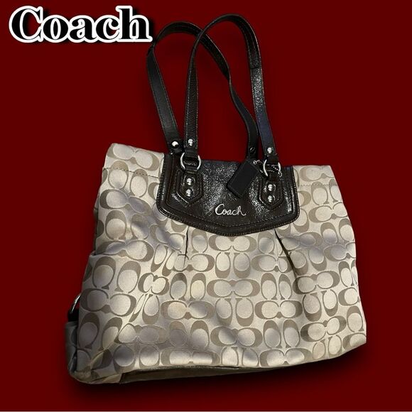 Coach Signature Khaki & Brown Tote Bag + Matching Wallet Set – EUC - Picture 2 of 13